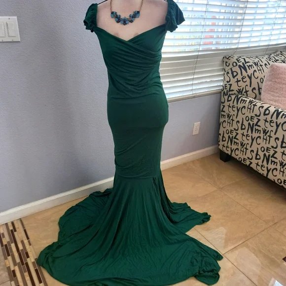 Green teal evening/maternity dress size large - Picture 1 of 9
